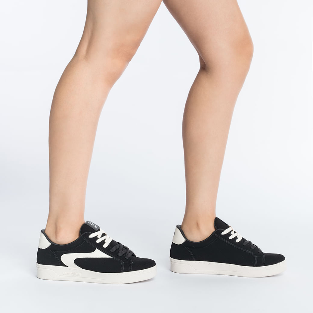 Via Marte Tenis Casual 020-021-03 Preto_Marfim Sintetico3